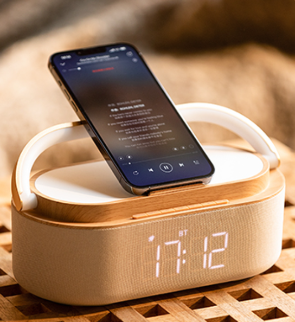 jovati Alarm Clock with Bluetooth Speaker Bluetooth Audio Three-In-One  Charger Multifunctional Wireless Charger Creative Mobile Phone Stand  Wireless Charging Clock Alarm Clock Wireless Charger